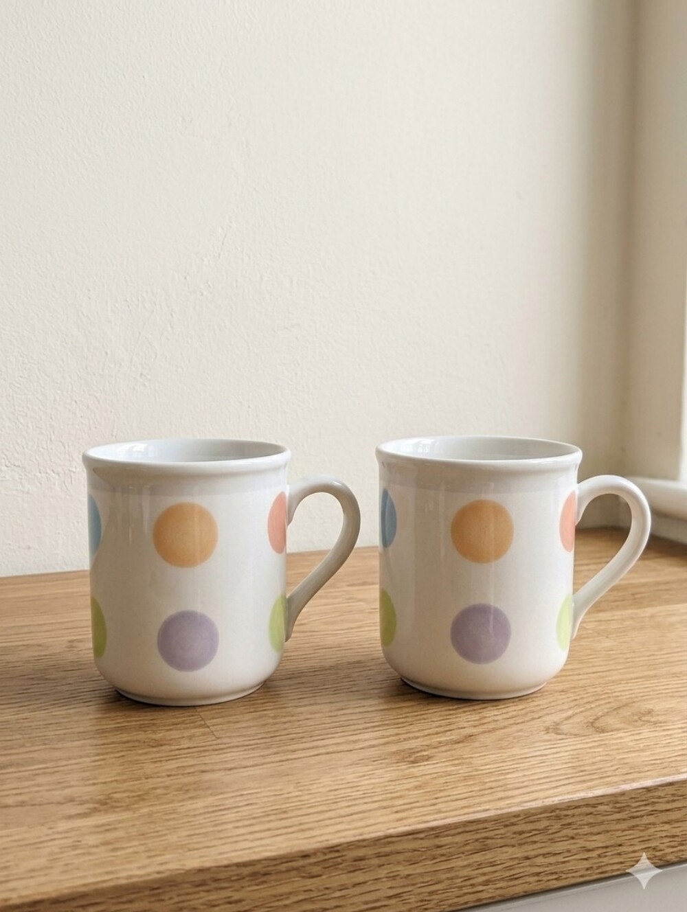 VTG Villeroy & Boch Bonjour Polka Dot Ceramic Mugs - Set of 2